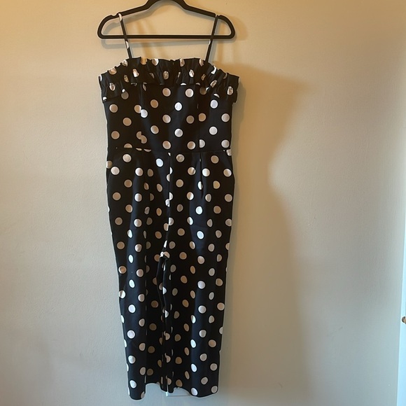 CeCe Black and White Polka Dot Jumpsuit SZ 12 - Picture 2 of 6